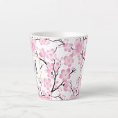 Roze Witte Kersenbloesem initiaal Aanpasbare mok (Voorkant)