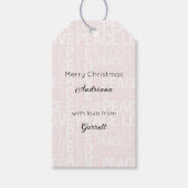 Roze Witte Kerst Cadeaulabel (Voorkant)