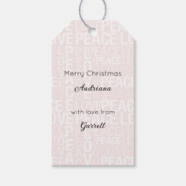Roze Witte Kerst Cadeaulabel
