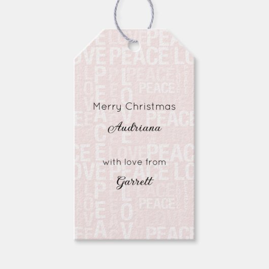 Roze Witte Kerst Cadeaulabel (Voorkant)
