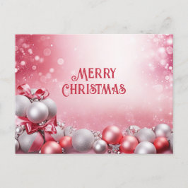 Roze Witte Kerstballen Kerst Briefkaart