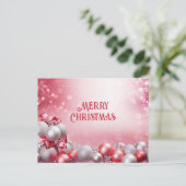Roze Witte Kerstballen Kerst Briefkaart (Staand voorkant)
