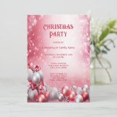 Roze Witte Kerstballen Kerstfeest Kaart (Staand voorkant)