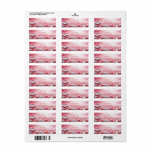 Roze Witte Kerstballen Retouradres Label (Full Sheet)