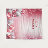 Roze Witte Kerstballen Vakantie Achtergrond Wandkleed (Voorkant (horizontaal))