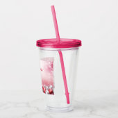 Roze Witte Kerstballen Vakantie Acryl Tumbler Drinkbeker (Links)