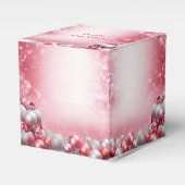 Roze Witte Kerstballen Vakantie Cadeaudoos Bedankdoosjes (Voorkant Zijde)