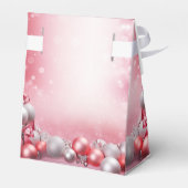 Roze Witte Kerstballen Vakantie Cadeaudoos Bedankdoosjes (Achterkant)