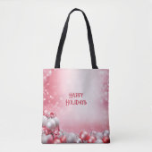 Roze Witte Kerstballen Vakantie Canvas tas (Voorkant)