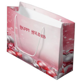 Roze Witte Kerstballen Vakantie Gift Bag Groot Cadeauzakje
