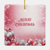 Roze Witte Kerstballen Vakantie Ornament (Achterkant)