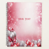 Roze Witte Kerstballen Vakantie Planner (Voorkant)