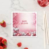 Roze Witte Kerstballen Vakantie servet (Insitu)