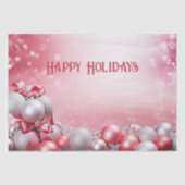 Roze Witte Kerstballen Vakantie Tissue Papier (Voorkant)