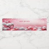 Roze Witte Kerstballen Vakantie Waterfles Etiket (Enkel label)