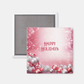 Roze Witte Kerstballen Vakantiemagneet Magneet (Voorkant / Achterkant)