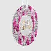 Roze Witte Kerstbomen Goud Glitters Ornament (voorkant)