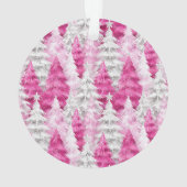 Roze Witte Kerstbomen Goud Glitters Ornament (achterkant)