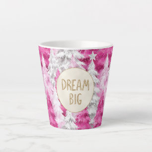 Roze Witte Kerstbomen Gouden Glitter Droom Latte Mok