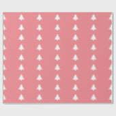Roze Witte Kerstboom Patroon Cadeaupapier (Vlak)