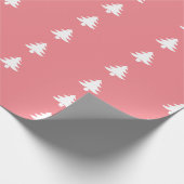 Roze Witte Kerstboom Patroon Cadeaupapier (Hoek)