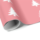 Roze Witte Kerstboom Patroon Cadeaupapier (Rol Hoek)