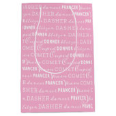 Roze & Witte Kerstcadeautas | Rendieren van de Ker Medium Cadeauzakje (Voorkant)