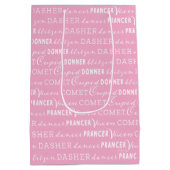 Roze & Witte Kerstcadeautas | Rendieren van de Ker Medium Cadeauzakje (Achterkant)