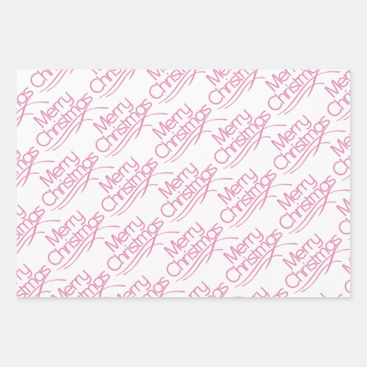 Roze, witte kersttypografie en feestdagen voor sti inpakpapier vel (Voorkant 3)