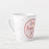 Roze & Witte Kerstvakantie Love Peace Joy Latte Mok (Linkerhoek)