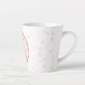 Roze & Witte Kerstvakantie Love Peace Joy Latte Mok (Rechts)