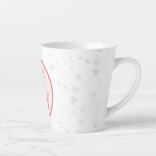 Roze & Witte Kerstvakantie Love Peace Joy Latte Mok (Rechts)