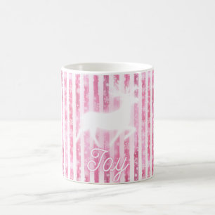 Roze & Witte Kerstvreugde Rendier Koffiemok