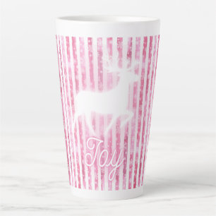 Roze & Witte Kerstvreugde Rendier Latte Mok