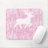 Roze & Witte Kerstvreugde Rendier Muismat (Met muis)