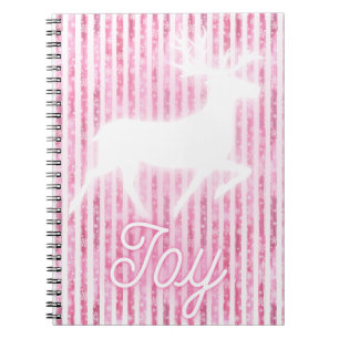 Roze & Witte Kerstvreugde Rendier Notitieboek