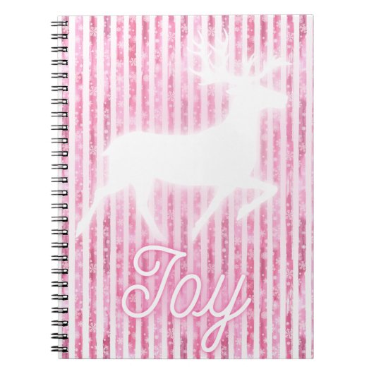 Roze & Witte Kerstvreugde Rendier Notitieboek (Voorkant)