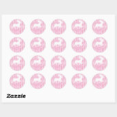 Roze & Witte Kerstvreugde Rendier Ronde Sticker (Vel)