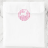 Roze & Witte Kerstvreugde Rendier Ronde Sticker (Tas)