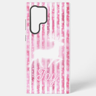 Roze & Witte Kerstvreugde Rendier Samsung Galaxy Hoesje