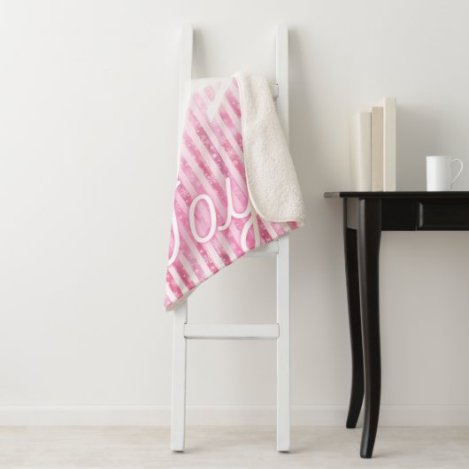 Roze & Witte Kerstvreugde Rendier Sherpa Deken (In situ)