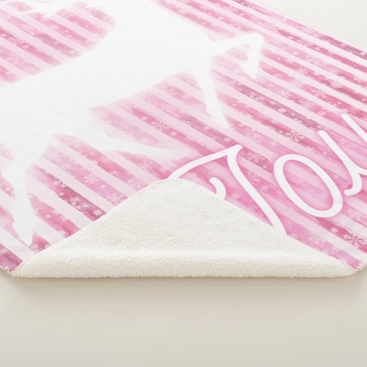 Roze & Witte Kerstvreugde Rendier Sherpa Deken (3/4)