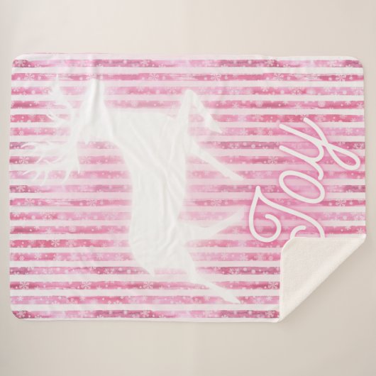Roze & Witte Kerstvreugde Rendier Sherpa Deken (Voorkant (horizontaal))