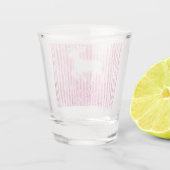 Roze & Witte Kerstvreugde Rendier Shot Glas (Achterkant)
