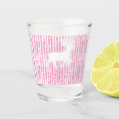 Roze & Witte Kerstvreugde Rendier Shot Glas (Voorkant)