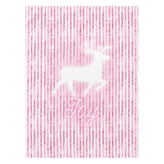 Roze & Witte Kerstvreugde Rendier Tafelkleed (Voorkant)