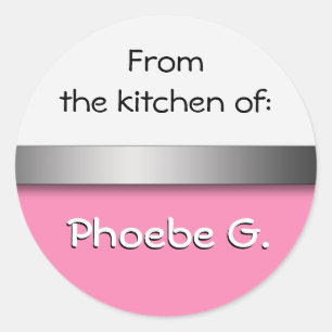 Roze witte keukenstickers ronde sticker