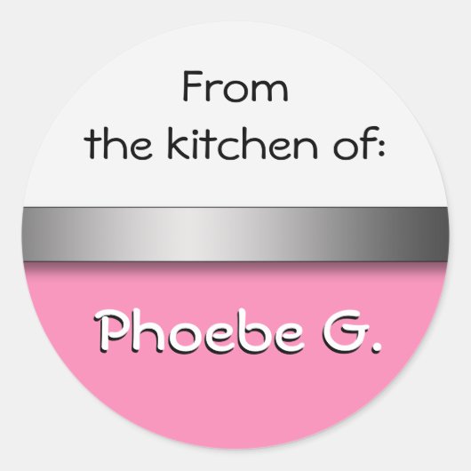 Roze witte keukenstickers ronde sticker (Voorkant)