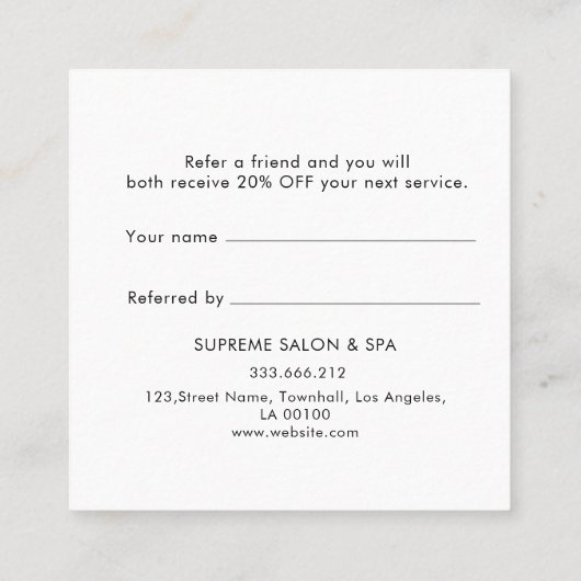 Roze witte klantenreferenties verwijzingskaart aanbevelingskaartje (Achterkant)