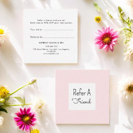 Roze witte klantenreferenties verwijzingskaart aanbevelingskaartje